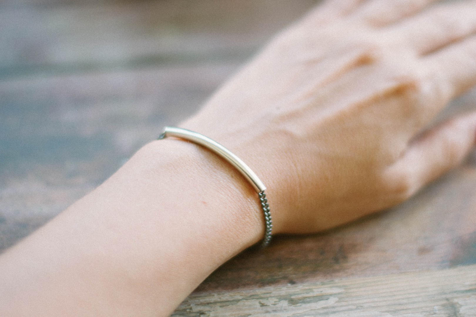 Long tube silver bar chain bracelet - shani-adi-jewerly