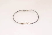 Silver heartbeat bracelet for men, gray cord, Valentine's day gift for him - shani-adi-jewerly