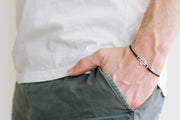 Men's bracelet with silver outline cross pendant - shani-adi-jewerly