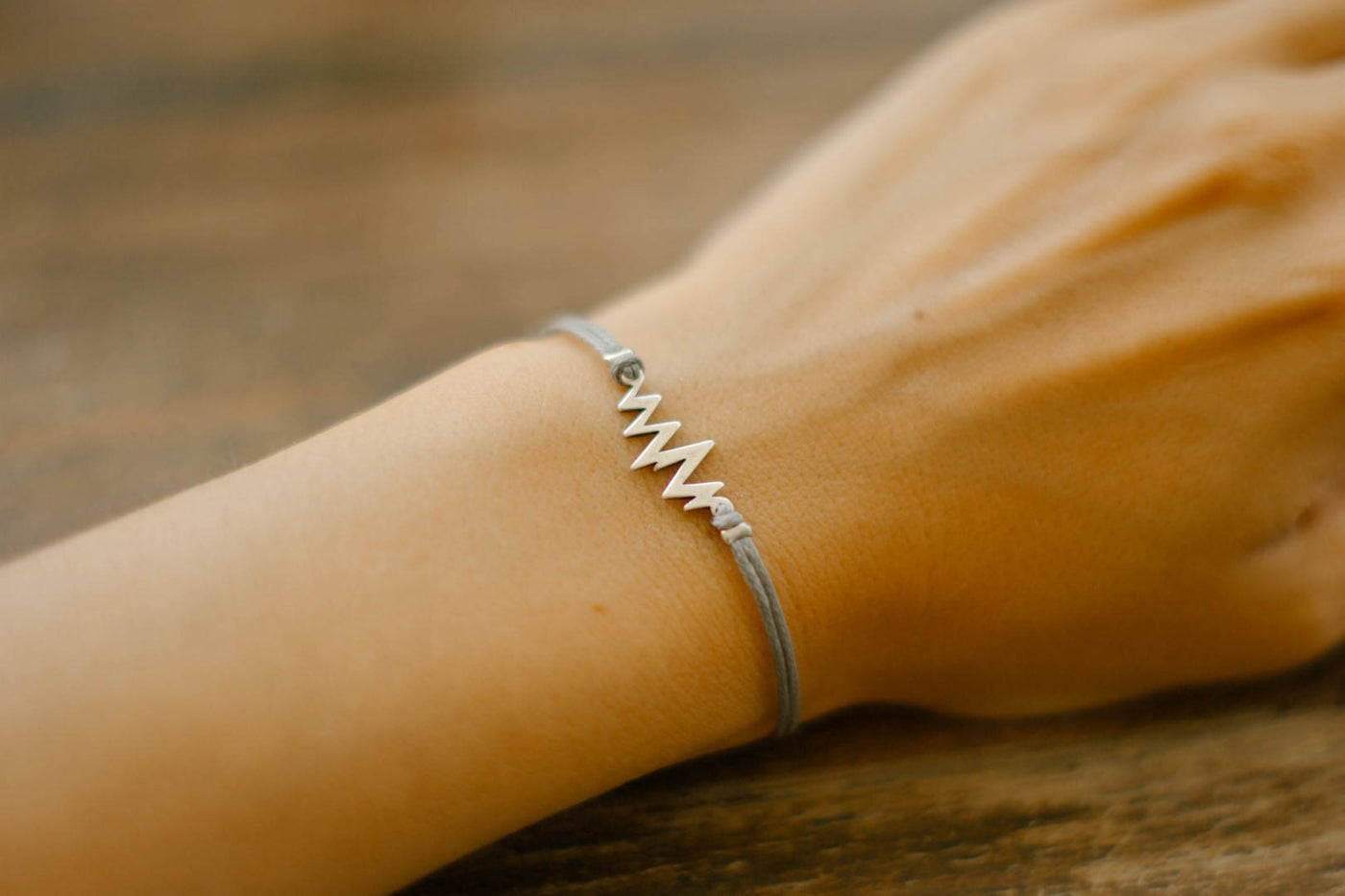 Valentines day gift for her, Heartbeat bracelet, silver pulse charm bracelet,  heart beat bracelet, love bracelet, gray strings, for her, minimalist  jewelry, gift for girlfriend – Shani & Adi Jewelry