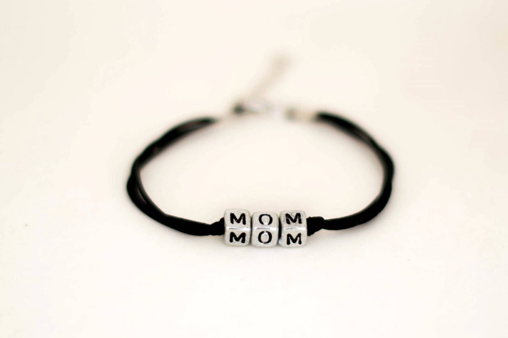 Mom bracelet, silver letters beads bracelet, mothers day gift - shani-adi-jewerly