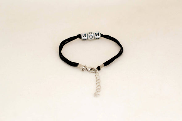 Mom bracelet, silver letters beads bracelet, mothers day gift - shani-adi-jewerly