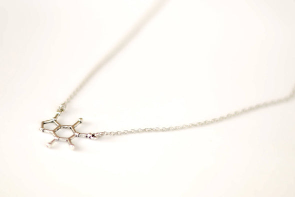 Caffeine molecule necklace for men, stainless steel chain - shani-adi-jewerly