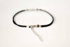 Women bracelet with silver outline cross charm, black cord - shani-adi-jewerly
