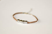 Customisable name bracelet, women's bracelet, brown cord - shani-adi-jewerly