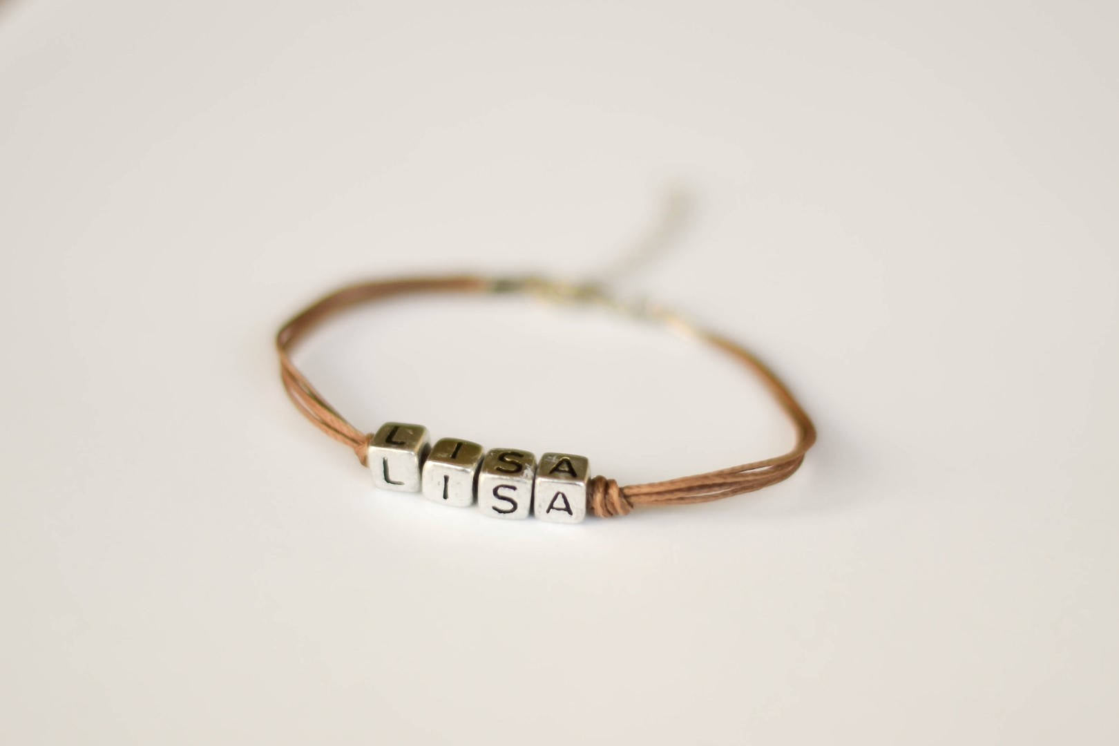 Customisable name bracelet, women's bracelet, brown cord - shani-adi-jewerly