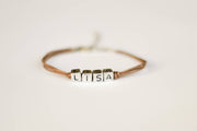 Customisable name bracelet, women's bracelet, brown cord - shani-adi-jewerly