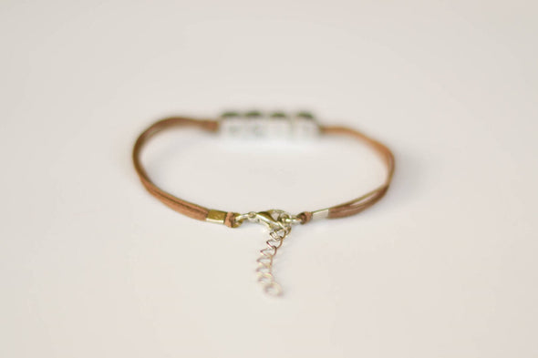 Customisable name bracelet, women's bracelet, brown cord - shani-adi-jewerly