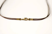 Believe wrapped bracelet for men, bronze charm brown cord - shani-adi-jewerly