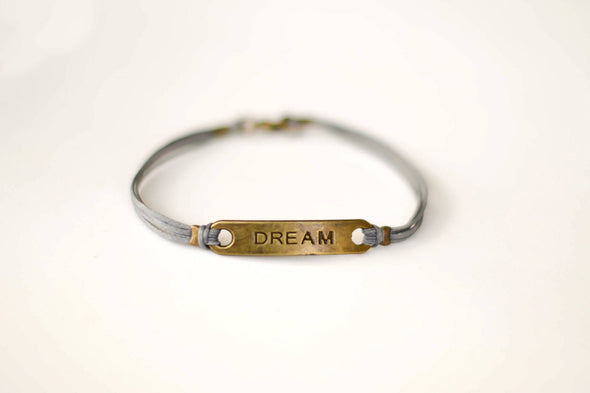 Bronze Dream bracelet for men, gray cord - shani-adi-jewerly