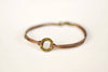 Bronze circle Believe bracelet for men, brown cord, Karma bracelet, fathers gift for him - shani-adi-jewerly