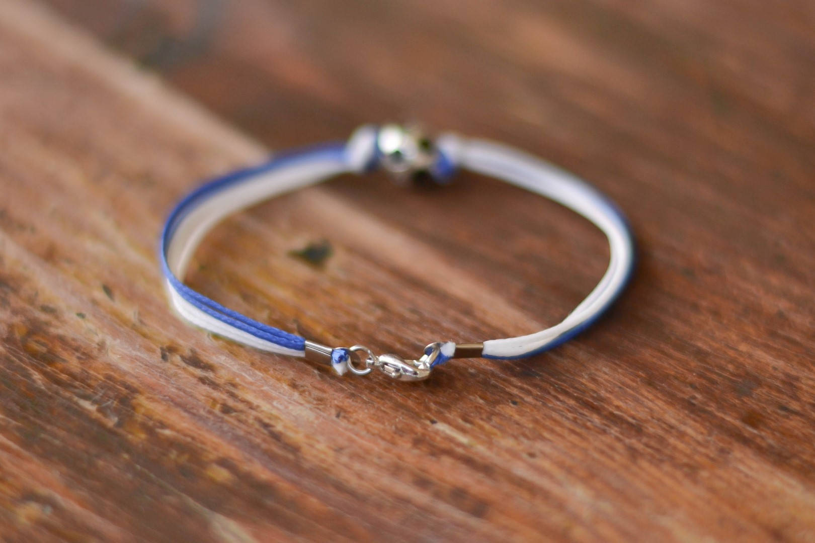 Blue and white soccer bracelet for men - shani-adi-jewerly