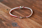 Red and white soccer bracelet for men - shani-adi-jewerly