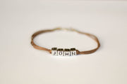 Customised name bracelet for men, brown cord, John bracelet - shani-adi-jewerly