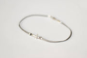 Silver cross anklet for men, gray cord, Valentine's day gift for him - shani-adi-jewerly