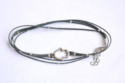 Blue ankle bracelet with a silver Hamsa hand charm - shani-adi-jewerly