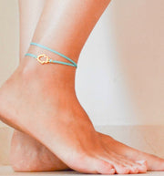Dainty wrap cord anklet with a gold Hamsa charm - shani-adi-jewerly