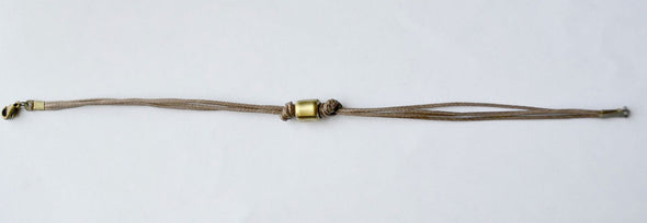 Bronze tube anklet for men, brown cord - shani-adi-jewerly