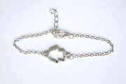 stainless steel chain bracelet with a silver plated hamsa charm for women - shani-adi-jewerly