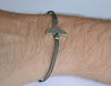 Silver whale tail's bracelet for men, blue cord - shani-adi-jewerly