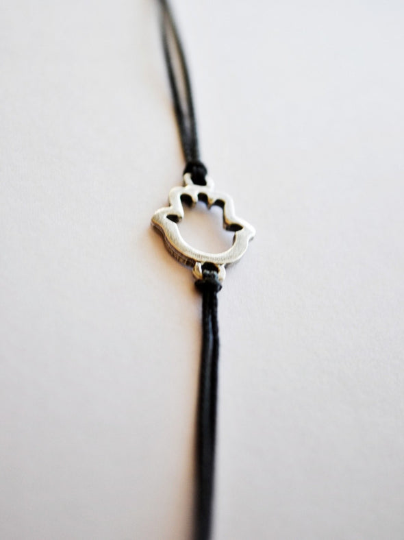 Hamsa bracelet for men, black cord - shani-adi-jewerly