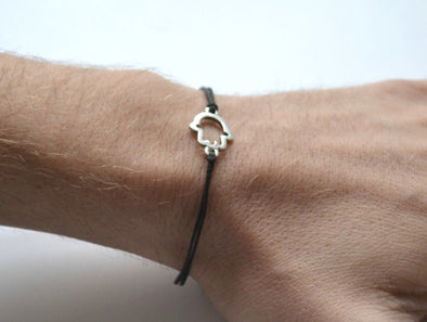 Hamsa bracelet for men, black cord - shani-adi-jewerly