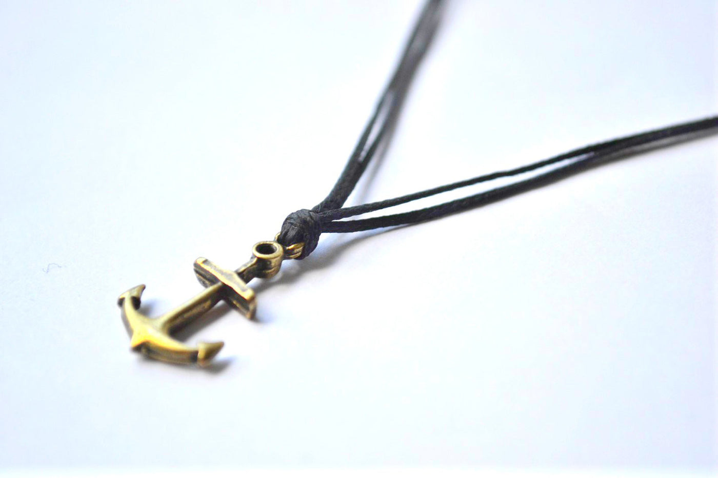 Anchor necklace for men, men's anchor necklace with a black wax