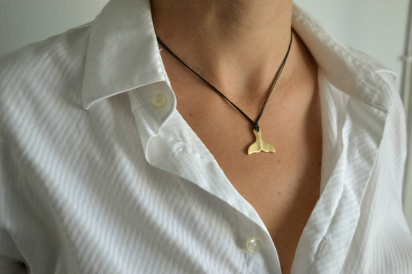 Gold whale tail necklace - shani-adi-jewerly