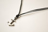 Men's anchor necklace with black cord - shani-adi-jewerly