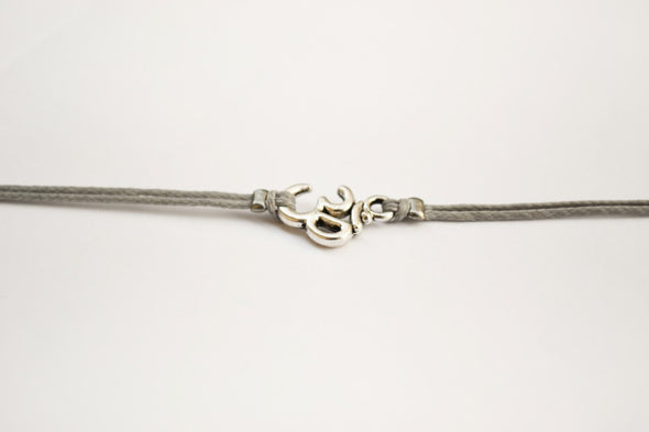 Om bracelet for men, gray cord - shani-adi-jewerly