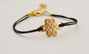 Gold Infinity bracelet for women, endless celtic knot bracelet, black string - shani-adi-jewerly