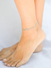Dainty gray cord anklet with silver Om charm - shani-adi-jewerly