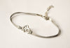 Dainty gray cord anklet with silver Om charm - shani-adi-jewerly