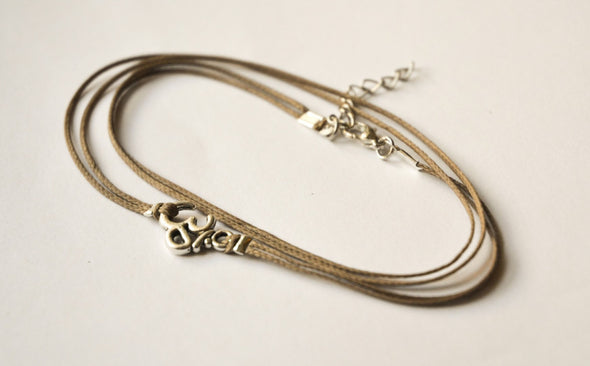 Om wrap anklet with brown cord - shani-adi-jewerly