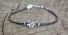 Dainty black cord anklet with silver Om charm - shani-adi-jewerly