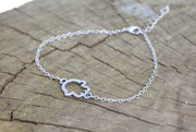 Stainless steel chain anklet with silver plated Hamsa charm - shani-adi-jewerly