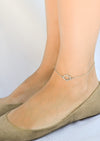 Stainless steel chain anklet with silver plated Hamsa charm - shani-adi-jewerly