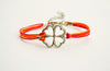 Clover bracelet - orange and pink cord bracelet with a silver shamrock charm, children's size - shani-adi-jewerly