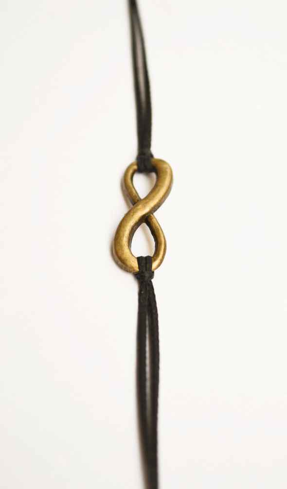 Infinity bracelet for men, black cord - shani-adi-jewerly