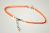 Orange cord anklet with silver Om charm - shani-adi-jewerly