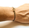 Men's bracelet with a bronze anchor charm, black cord - shani-adi-jewerly