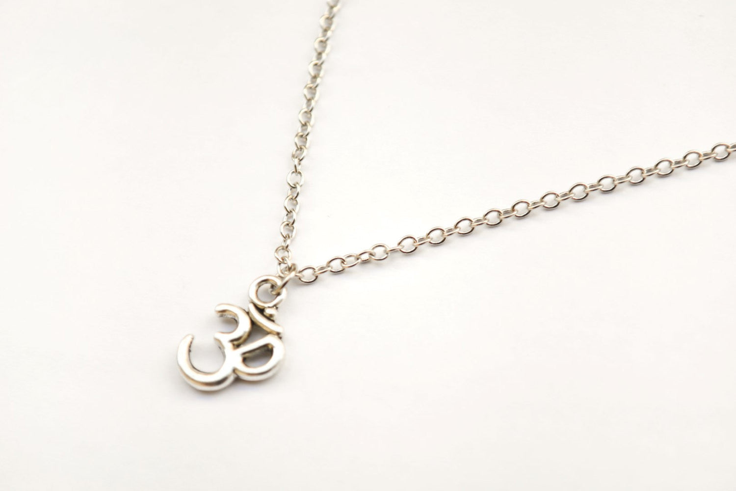 Silver Om charm women's necklace, stainless steel - shani-adi-jewerly
