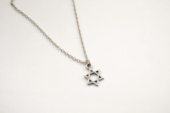 Silver Star Of David charm necklace for women, stainless steel chain - shani-adi-jewerly