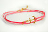 Pink dainty wrap anklet with a gold anchor charm - shani-adi-jewerly
