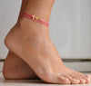 Pink dainty wrap anklet with a gold anchor charm - shani-adi-jewerly
