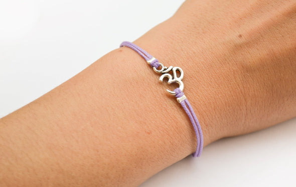 Purple bracelet with Tibetan silver Om charm - shani-adi-jewerly