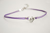Purple cord anklet with silver Om charm - shani-adi-jewerly