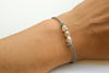 Silver nuggets bracelet, gray cord - shani-adi-jewerly
