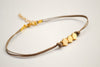 Brown ankle bracelet with matt gold nugget beads cubes - shani-adi-jewerly