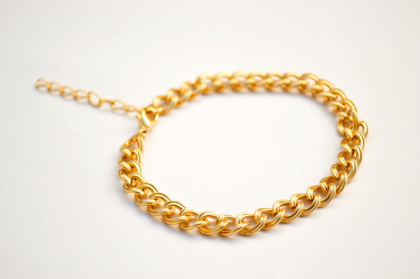 24k gold plated link chain bracelet for women - shani-adi-jewerly
